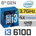 CPU Intel Core i3-6100 3.7 GHz / 3MB / HD 530 Graphics  / Socket 1151 (Skylake)