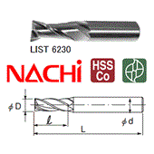 Dao phay ngón D6x60mm Nachi 2 me LIST 6230 2SE6
