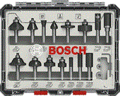 Bộ mũi phay hỗn hợp dùng cho gỗ 15 món Bosch 2607017473