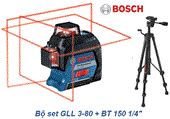 Máy cân mực Laser tia đỏ Bosch GLL 3-80 SET (0601063S01)