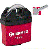 Khóa treo thép bọc nhựa, chống cắt 65mm Hermex 43341 (CHN-65A)