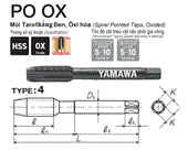 Mũi Taro thẳng đen, oxi hóa Yamawa POS014QX (M14x2)