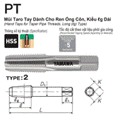 Mũi taro ren ống Yamawa TH2T06- (PT 3/8-19)