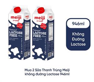Combo 2 Sữa Tươi Thanh Trùng Không Lactose Meiji 946ml (Lactose free milk)