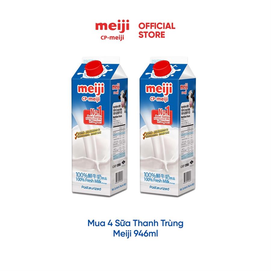 Combo 2  Sữa Tươi Thanh Trùng Nguyên Chất Meiji 946ml