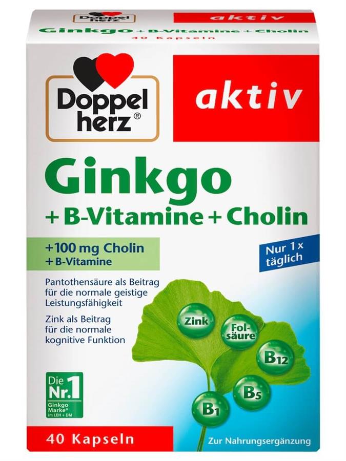 Bổ Não Doppelherz Aktiv Ginkgo + Vitamin B + Cholin - Đức - 40v